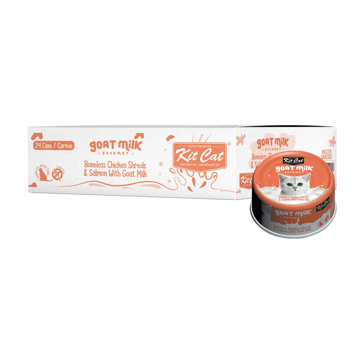 Kit Cat Boneless Chicken Shreds and Salmon with Goat Milk 24-can carton