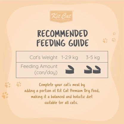 Recommended feeding guide for Kit Cat Goat Milk Gourmet wet cat food