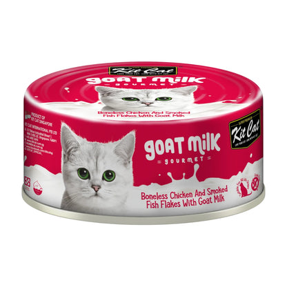 Kit Cat Goat Milk Gourmet Boneless Chicken and Smoked Fish 70g can