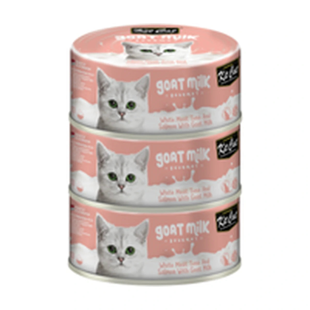 Kit Cat Goat Milk Gourmet Tuna & Salmon Wet Cat Food 3 x 70g promotional can pack