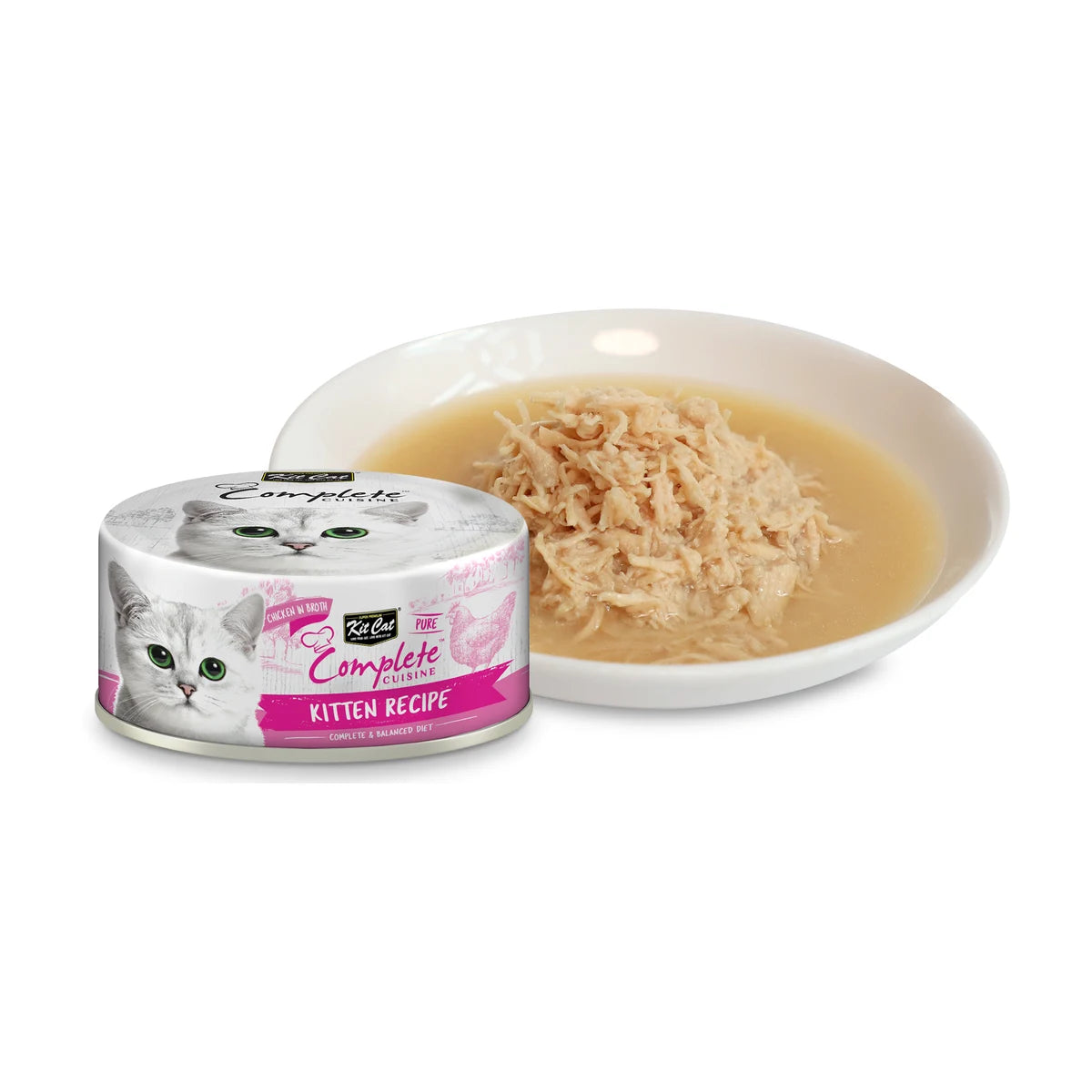 Kit Cat Kitten Complete Cuisine Chicken in Broth 70g wet kitten food with real chicken flakes in broth