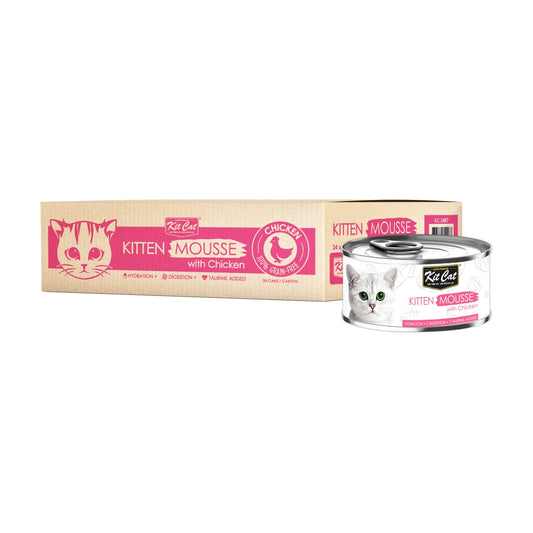 Kit Cat Kitten Mousse with Chicken 24 x 80g carton with individual can