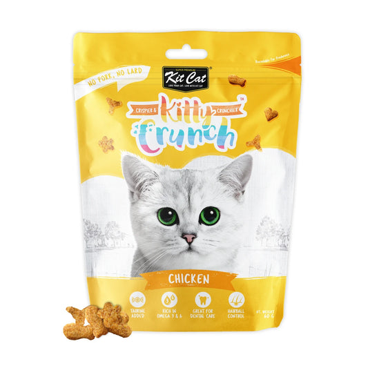 Kit Cat Kitty Crunch Chicken Cat Treats single 60g pouch with crunchy shaped treats