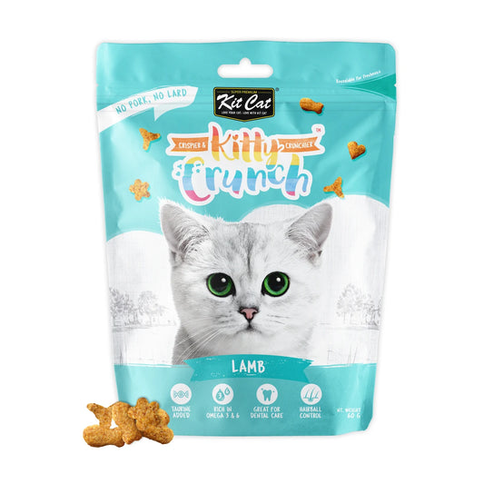 Kit Cat Kitty Crunch Lamb Cat Treats single 60g pouch with crunchy shaped treats