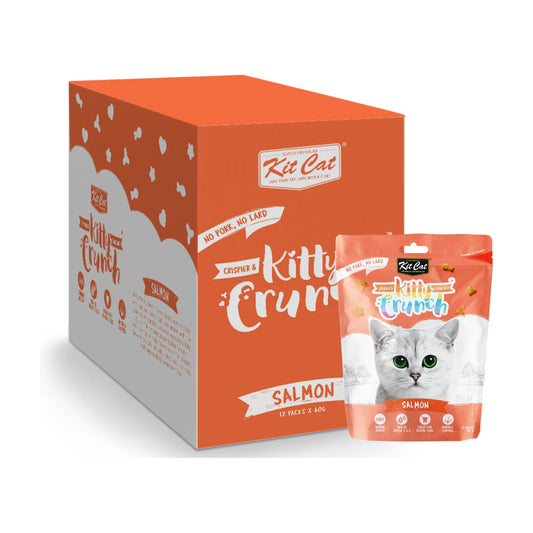 Kit Cat Kitty Crunch Salmon Cat Treats 12 x 60g box with individual pouch