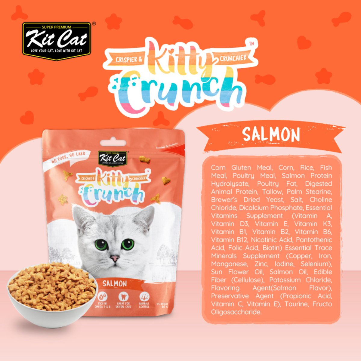 Kit Cat Kitty Crunch Salmon cat treats ingredient information