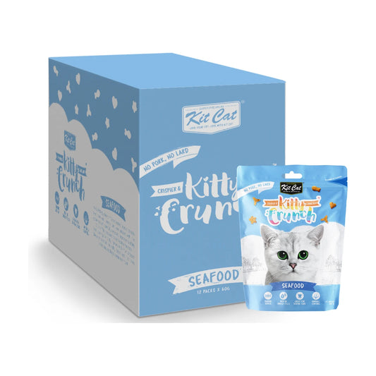 Kit Cat Kitty Crunch Seafood Cat Treats 12 x 60g box with individual pouch