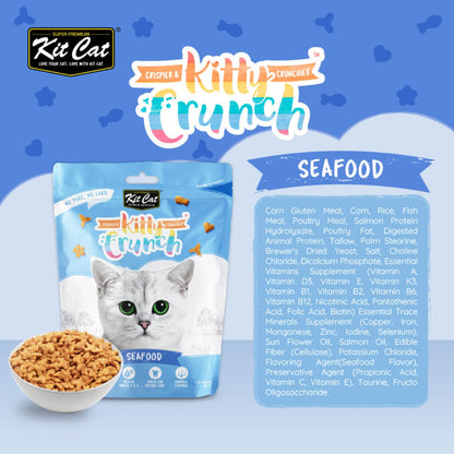 Kit Cat Kitty Crunch Seafood 60g pouch with seafood ingredients information