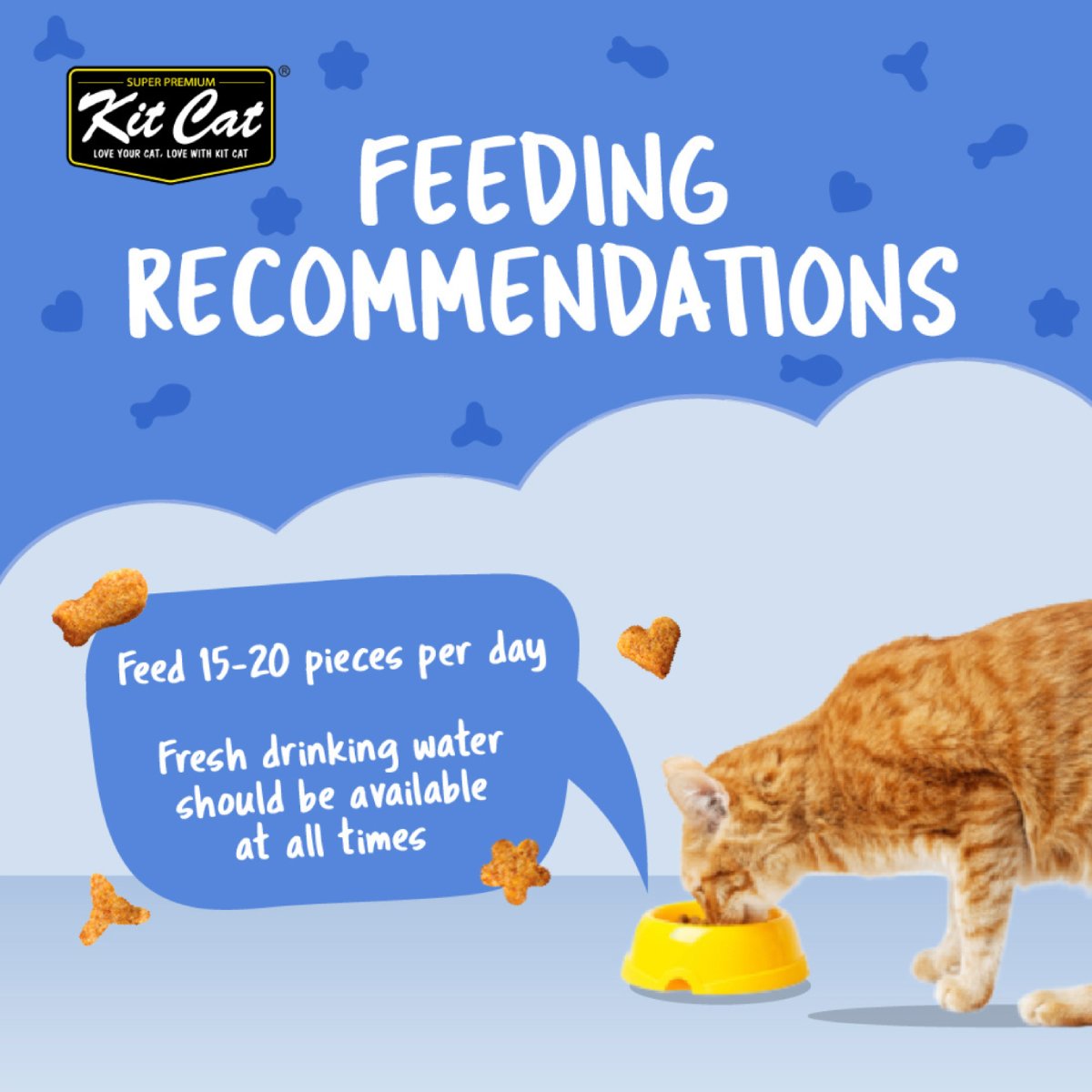 Feeding recommendation for Kit Cat Kitty Crunch Seafood single 60g cat treat pouch