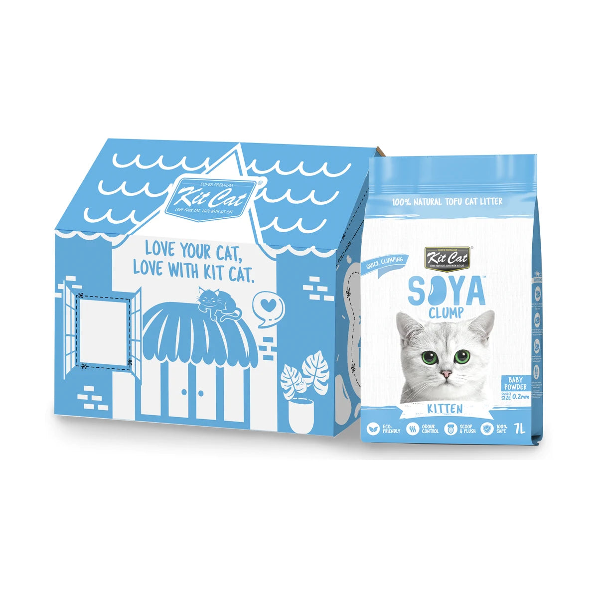 Kit Cat Soya Clump Baby Powder Kitten Cat Litter 6 x 2.8 kg carton with individual bag