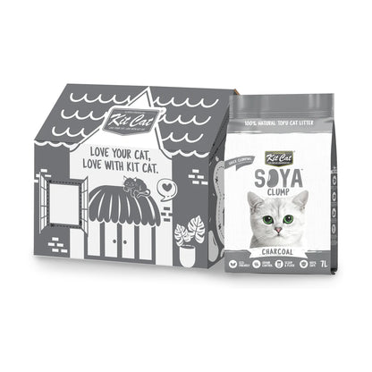 Kit Cat Soya Clump Charcoal Cat Litter 6 x 7 L carton with individual bag
