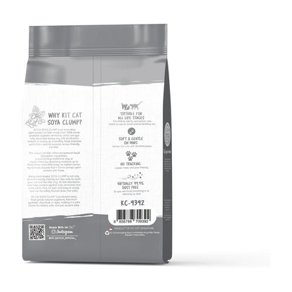 Back packaging of Kit Cat Soya Clump Charcoal Cat Litter 7 L