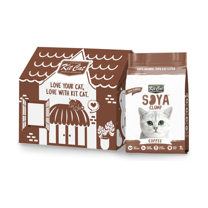 Kit Cat Soya Clump Coffee Cat Litter 6 x 7 L carton with individual bag