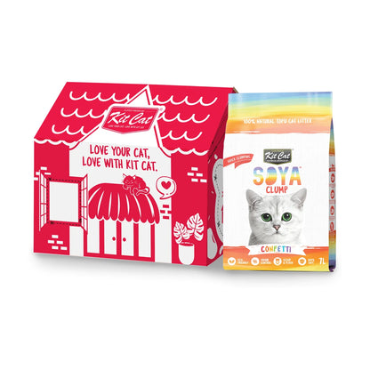 Kit Cat Soya Clump Confetti Cat Litter 6 x 7 L carton with individual bag