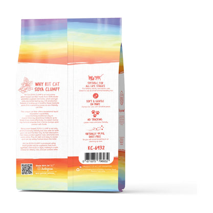 Back packaging of Kit Cat Soya Clump Confetti Cat Litter 7 L