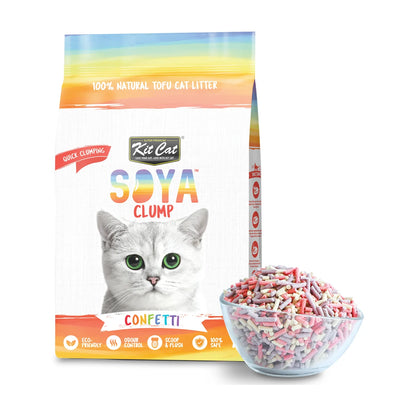 Kit Cat Soya Clump Confetti Cat Litter 7 L bag with multicoloured litter granules
