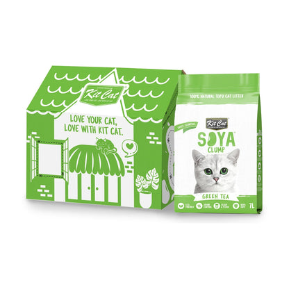 Kit Cat Soya Clump Green Tea Cat Litter 6 x 7 L carton with individual bag