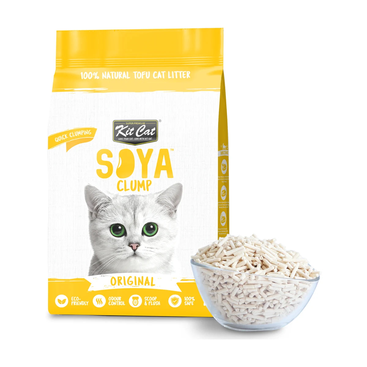 Kit Cat Soya Clump Original tofu cat litter 7 L bag with natural litter granules