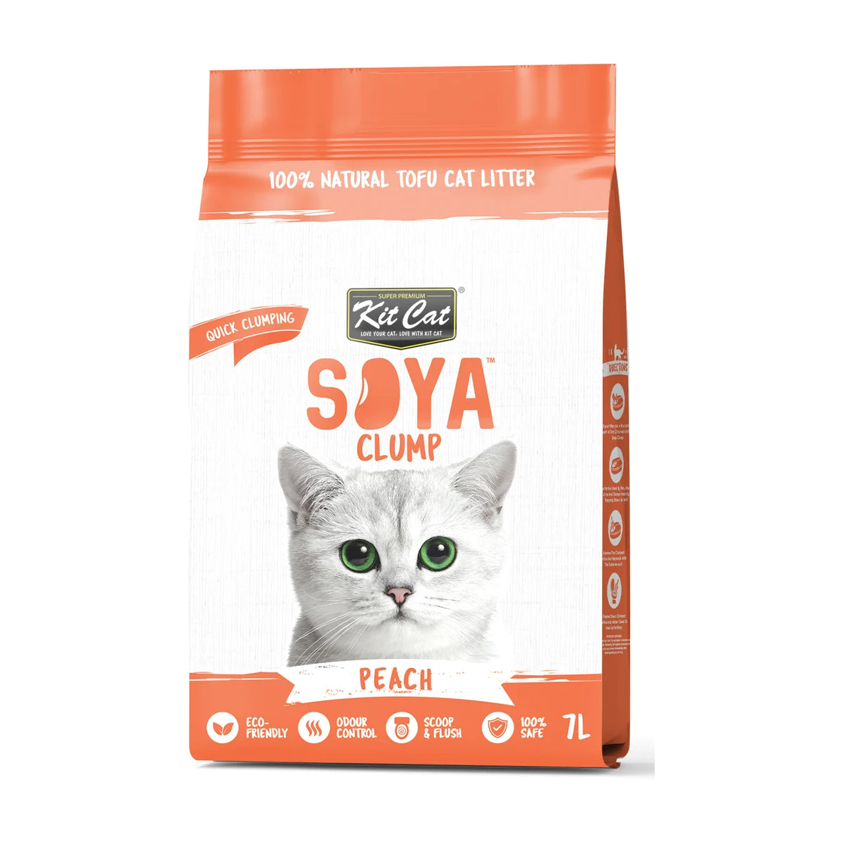 Kit Cat Soya Clump Peach Cat Litter 7 L bag front