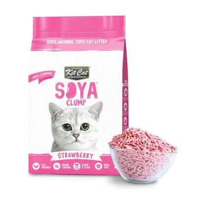 Kit Cat Soya Clump Strawberry Cat Litter 7 L bag with pink litter granules