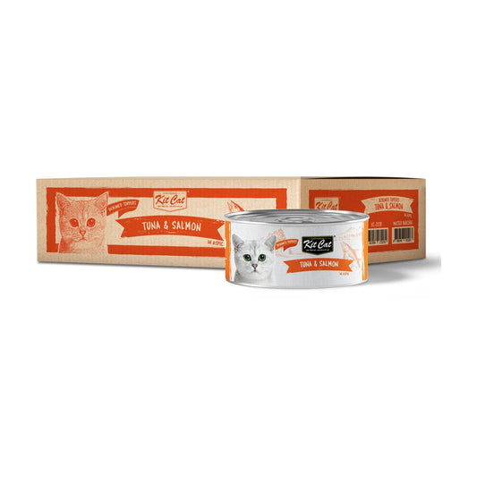 Kit Cat Deboned Tuna and Salmon Aspic case with 24 80g cans