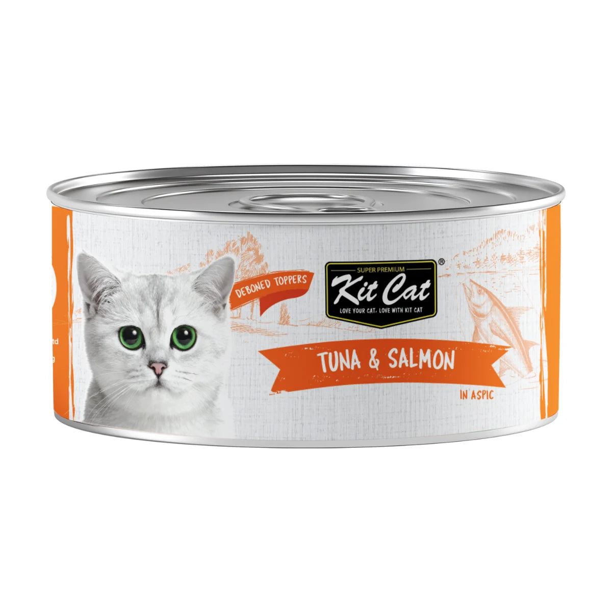 Kit Cat Deboned Tuna and Salmon Aspic wet cat food 80g can