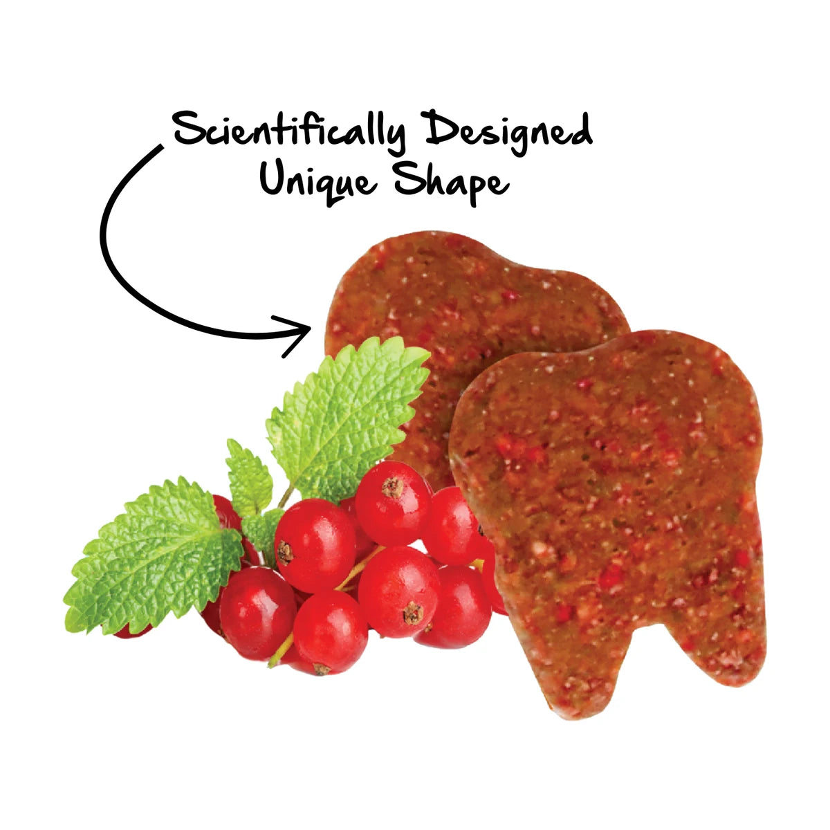 Close-up of Kit Cat Cranberry Crisps Beef cat treats showing tooth-shaped crunchy pieces with cranberry
