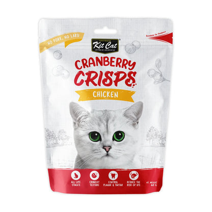 Kit Cat Cranberry Crisps Chicken crunchy cat treats front pack 60g