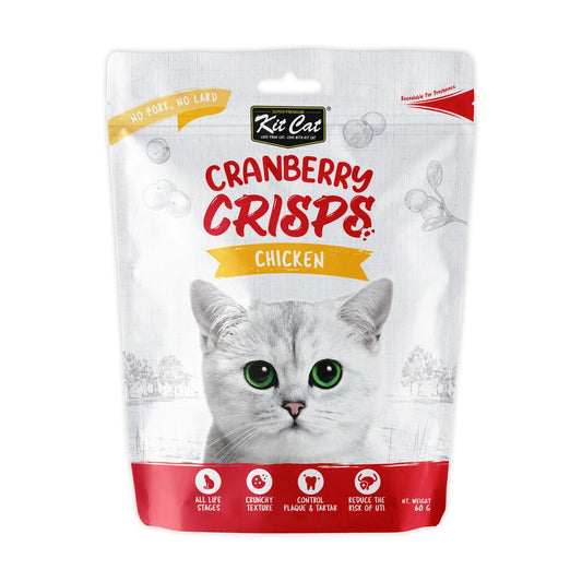 Kit Cat Cranberry Crisps Chicken crunchy cat treats front pack 60g