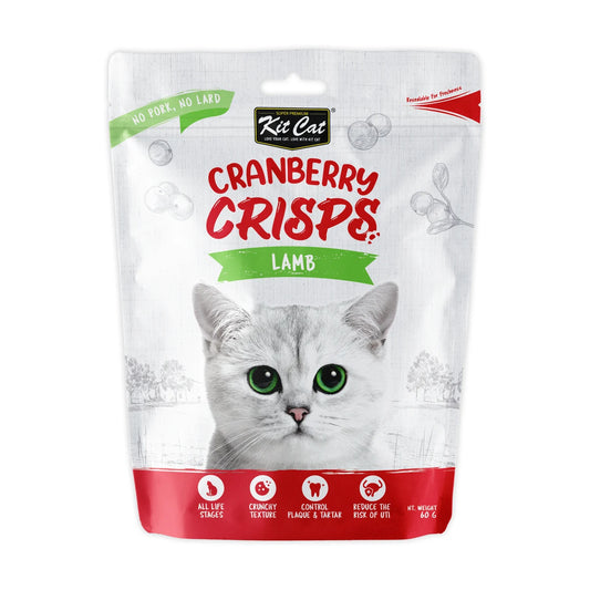 Kit Cat Cranberry Crisps Lamb crunchy cat treats front pack 60g