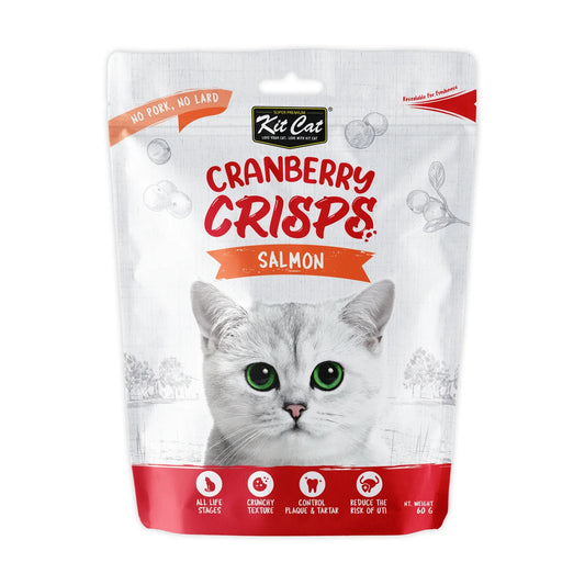 Kit Cat Cranberry Crisps Salmon crunchy cat treats front pack 60g