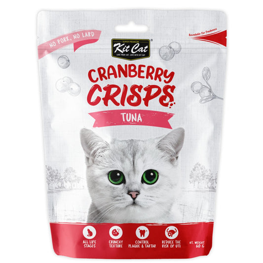 Kit Cat Cranberry Crisps Tuna crunchy cat treats front pack 60g