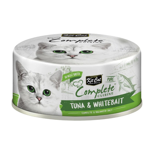 Kit Cat Complete Cuisine Tuna and Whitebait in Broth wet cat food can complete balanced meal