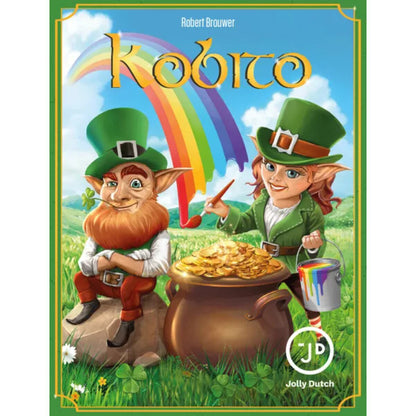 Kobito Card Game front cover showing two Kobitos beside a pot of gold beneath a rainbow
