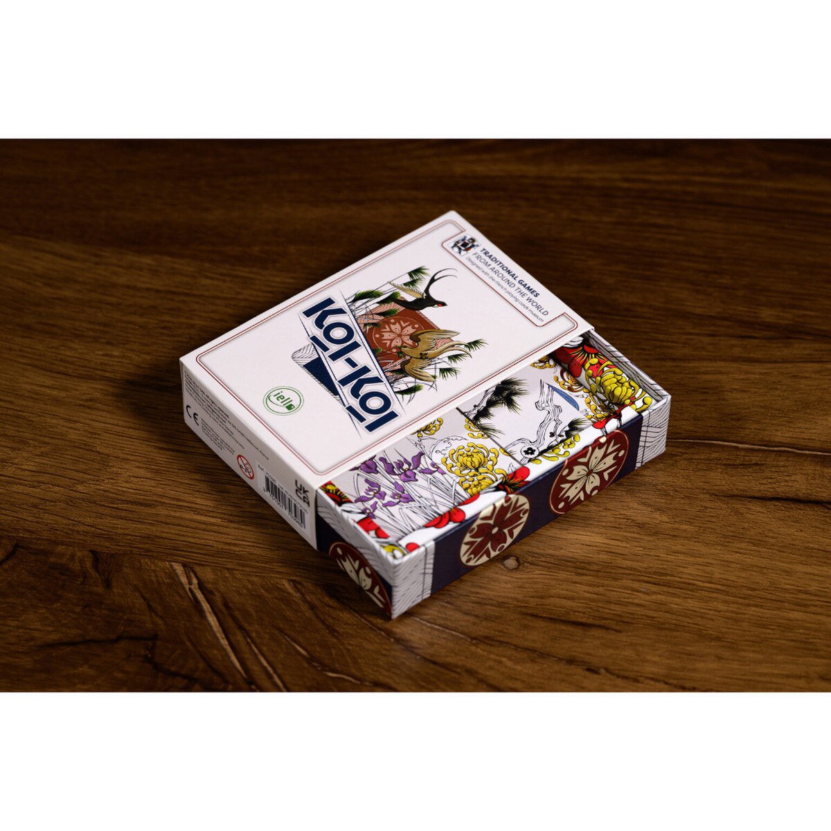 Koi-Koi card game open box showing Hanafuda card deck and illustrated packaging