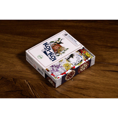 Koi-Koi card game open box showing Hanafuda card deck and illustrated packaging