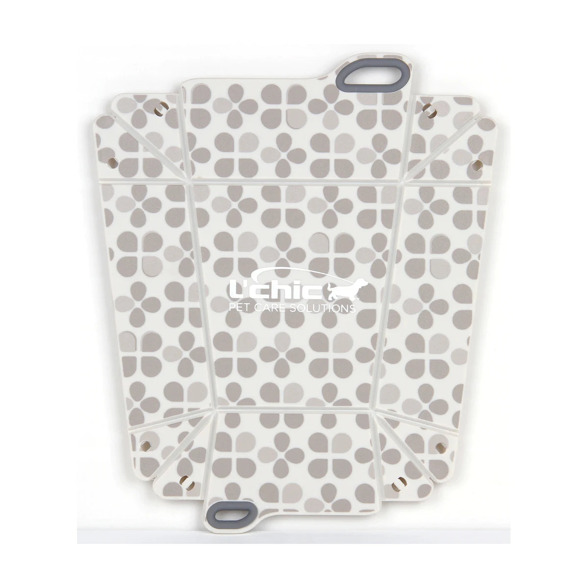 L'Chic Chop2Bowl Grey Pattern foldable travel pet bowl for dogs and cats