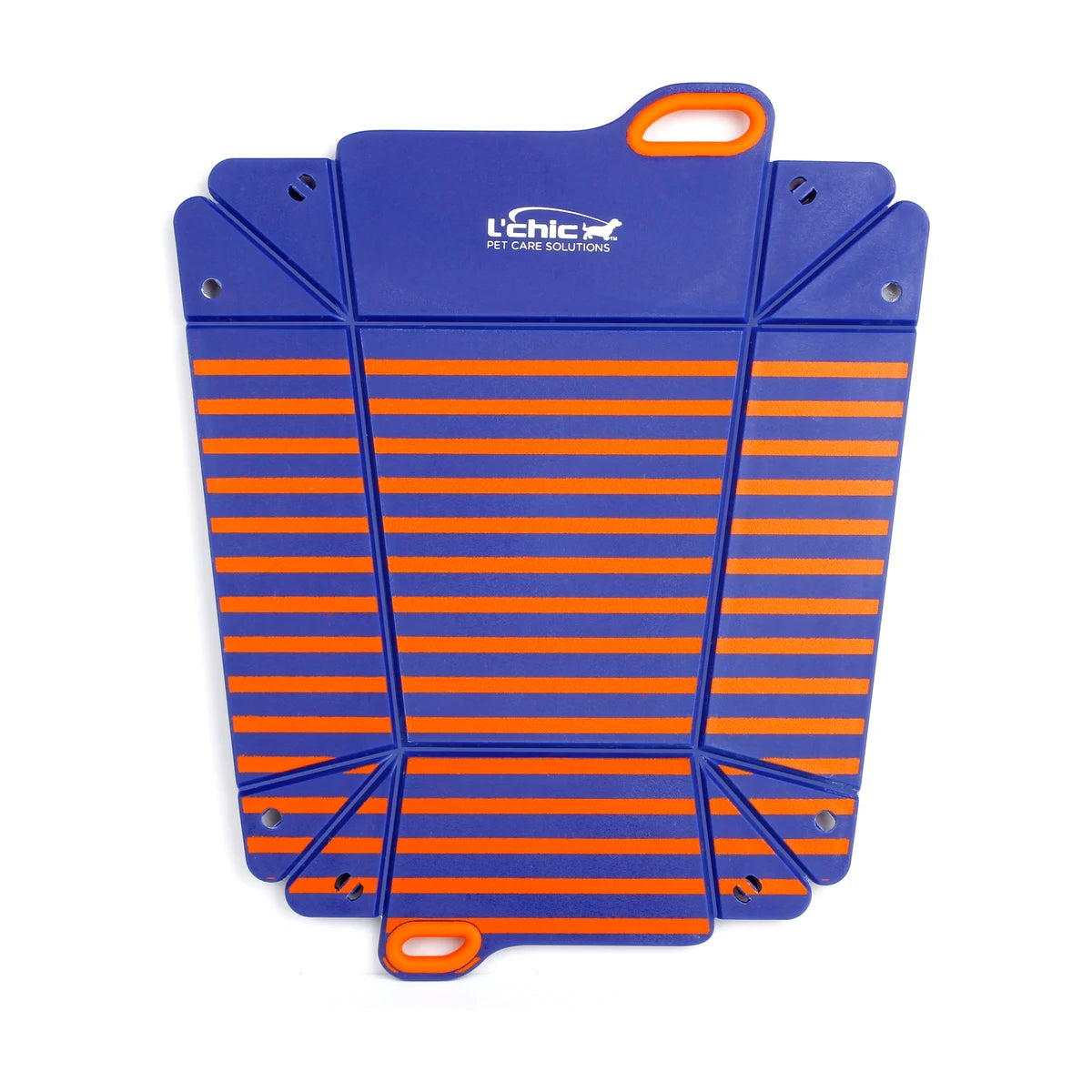 L'Chic Chop2Bowl Navy and Red Stripes foldable travel pet bowl for dogs and cats