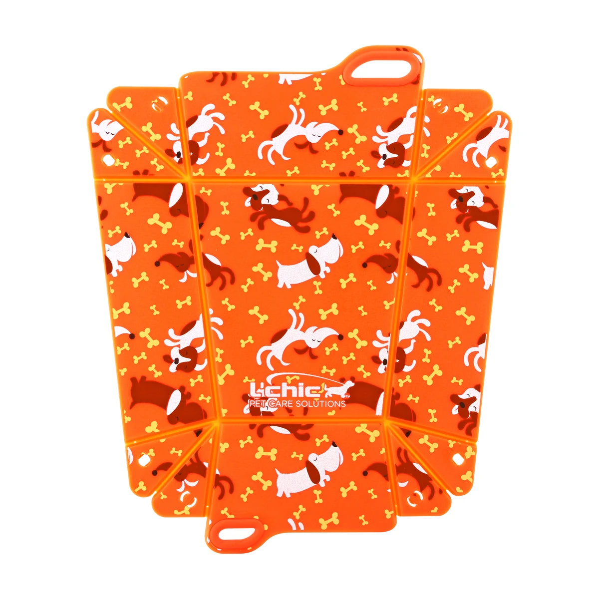 L'Chic Chop2Bowl Orange Dogs foldable travel pet bowl for dogs and cats