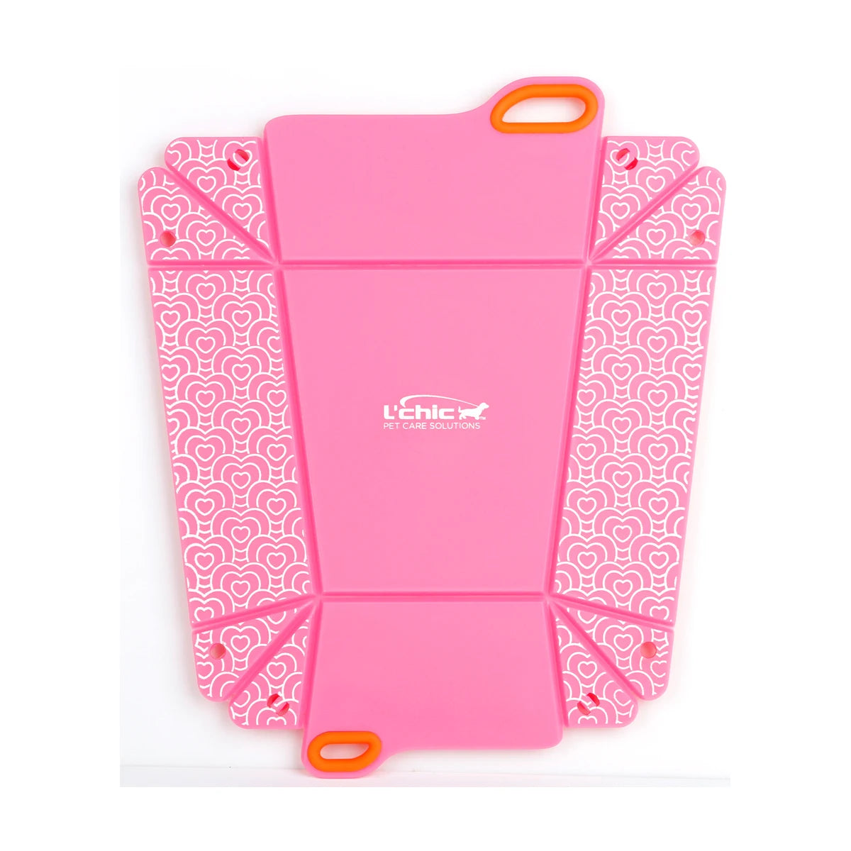 L'Chic Chop2Bowl Pink Pattern foldable travel pet bowl for dogs and cats