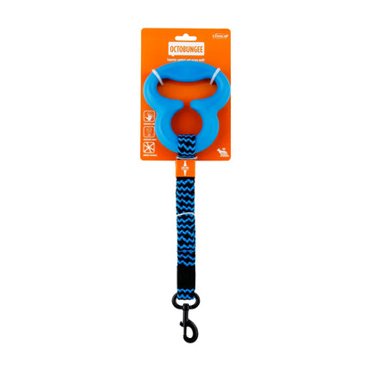 L'Chic Octobungee blue elastic dog leash in retail packaging with ergonomic grip