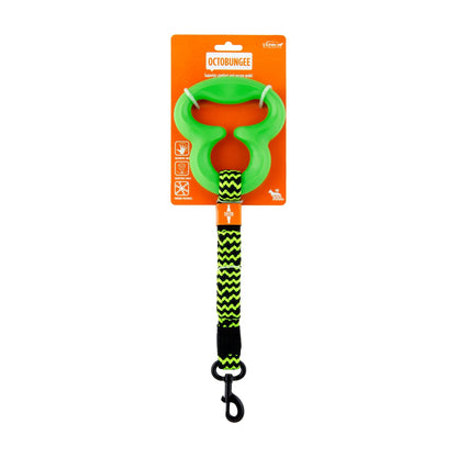 L'Chic Octobungee green elastic dog leash in retail packaging with ergonomic grip
