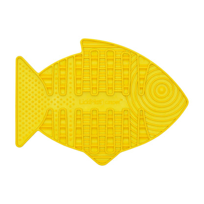 LickiMat Casper cat lick mat yellow fish shape slow feeder licking enrichment for cats