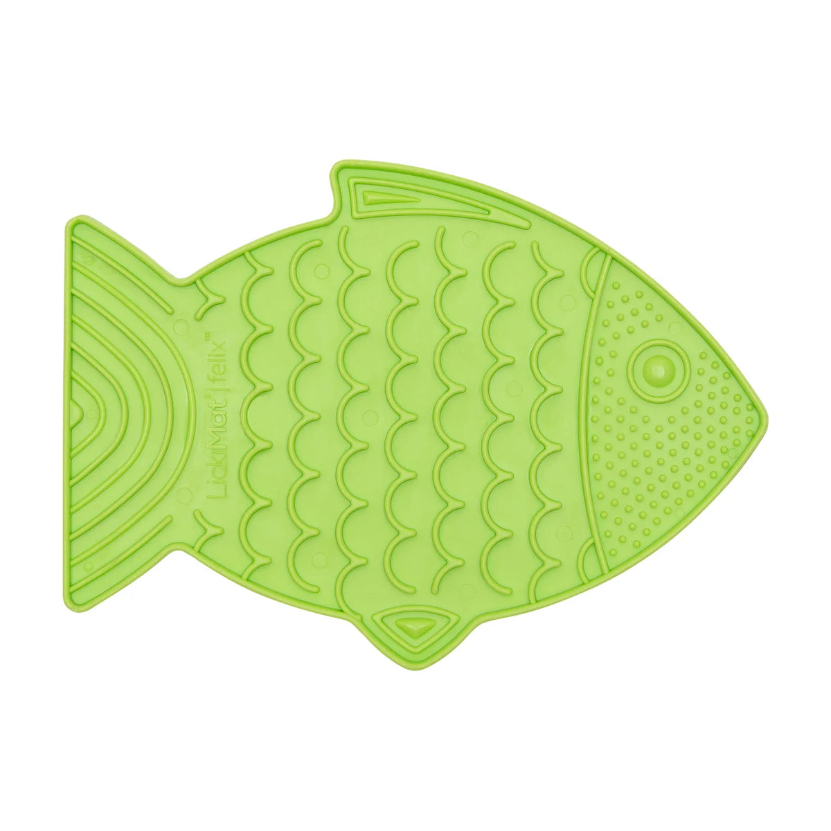 LickiMat Felix fish slow feeder mat for cats in green whisker friendly feeding