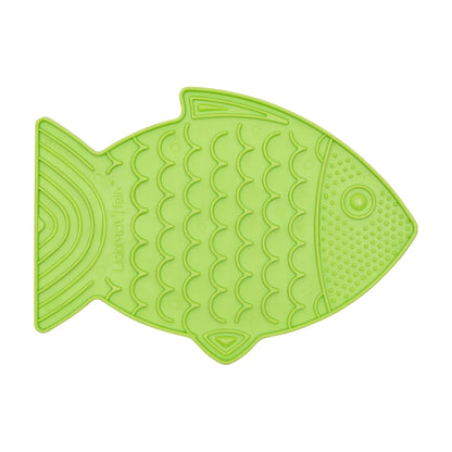 LickiMat Felix fish slow feeder mat for cats in green whisker friendly feeding