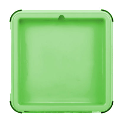 Top view of Green LickiMat Keeper showing deep tray design that turns a lick mat into a feeder