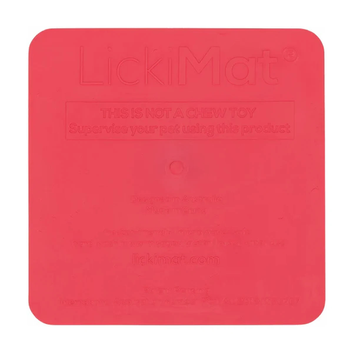Back of LickiMat Kitty Cat pink showing authentic branding and product details