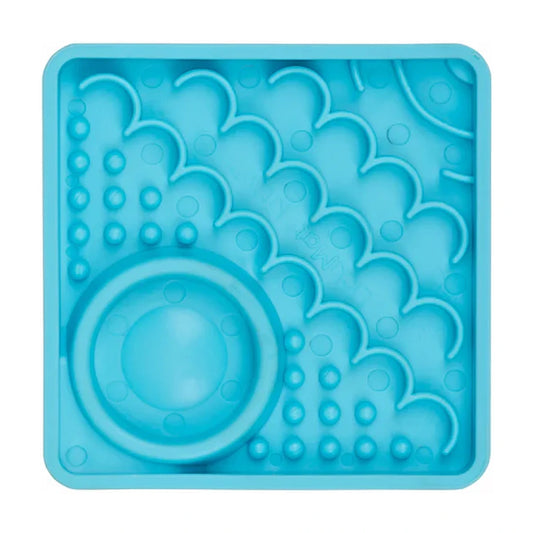 LickiMat Kitty Cat turquoise slow feeder lick mat for kittens with hydration well