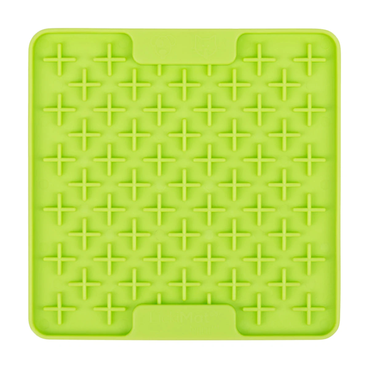 LickiMat Mini Buddy green slow feeder lick mat for dogs and cats, cross pattern food enrichment mat