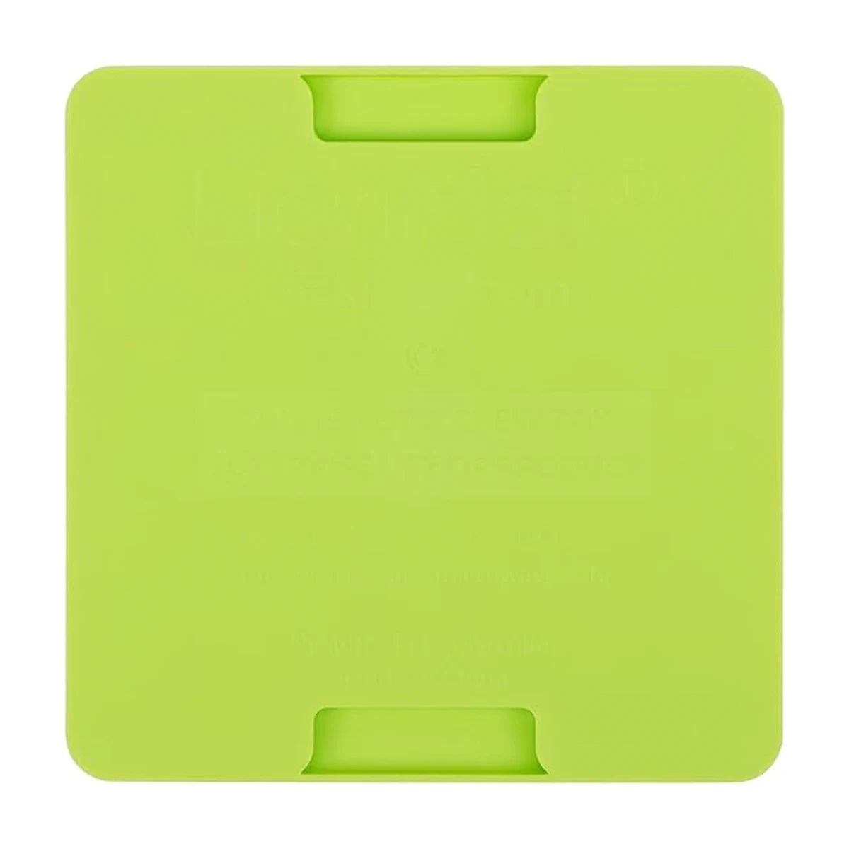 Back view of LickiMat Mini Classic showing molded care and safety information on rubber mat
